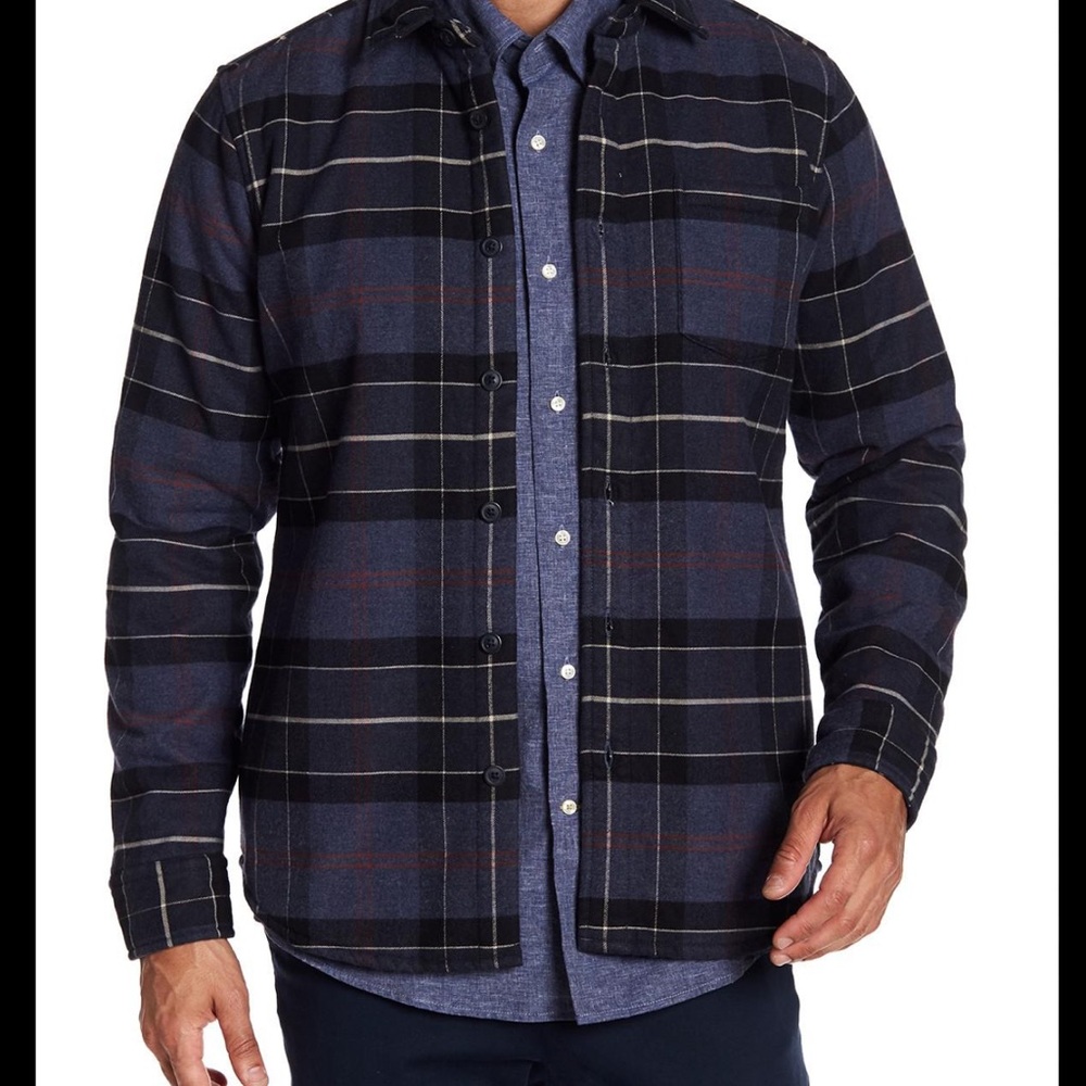 Barbour Fleece Lined Flannel Loch Overshirt Blue Plaid | Men’s Size S